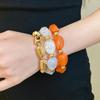 Colorful Jade Geometric Acrylic Bracelet - Retro, Simple, & Fashionable with a High-End Feel