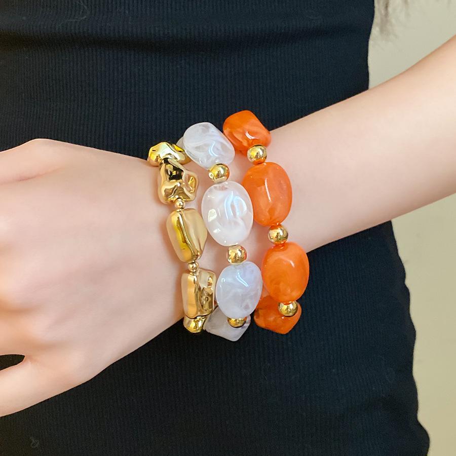 Colorful Jade Geometric Acrylic Bracelet - Retro, Simple, & Fashionable with a High-End Feel