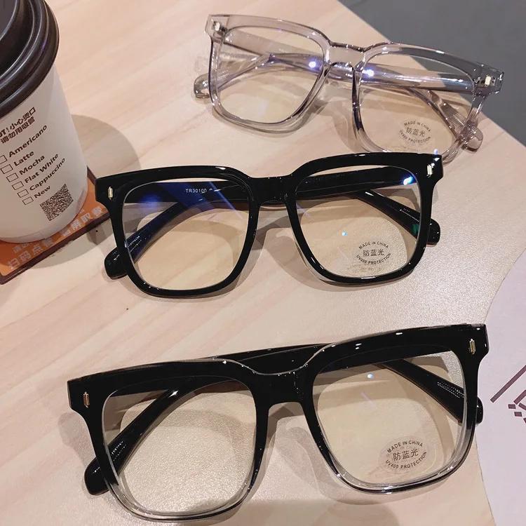 Simple Square Large Frame Myopia Glasses Ultra Light Unisex Short-Sighted Eyeglasses Blue Light Blocking Eye Protection Eyewear