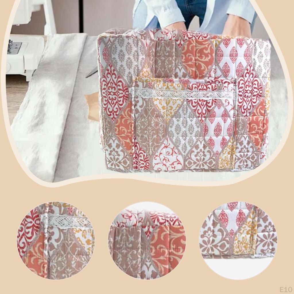 Cover for Sewing Machine, Elegant Tool Storage Bag with Floral Print And Pocket.