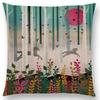 Animal Tale Spring Floral Garden Pattern Sofa Throw Pillow Case Bear Fox Unicorn Bear Birds Flower Leaf Fantasy Cushion Cover