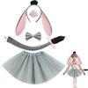 Donkey Ear Headband Tail Bowtie Skirt Nose with Teeth Halloween Donkey Animal Outfit Accessory for Kids Boy Girl Cosplay
