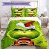 3-delig Grinch Beddengoed Set Dekbedovertrek Sluiting Bevat 1 Dekbedovertrek & 2 Kussenslopen, Zacht en Comfortabel voor Alle Seizoenen.