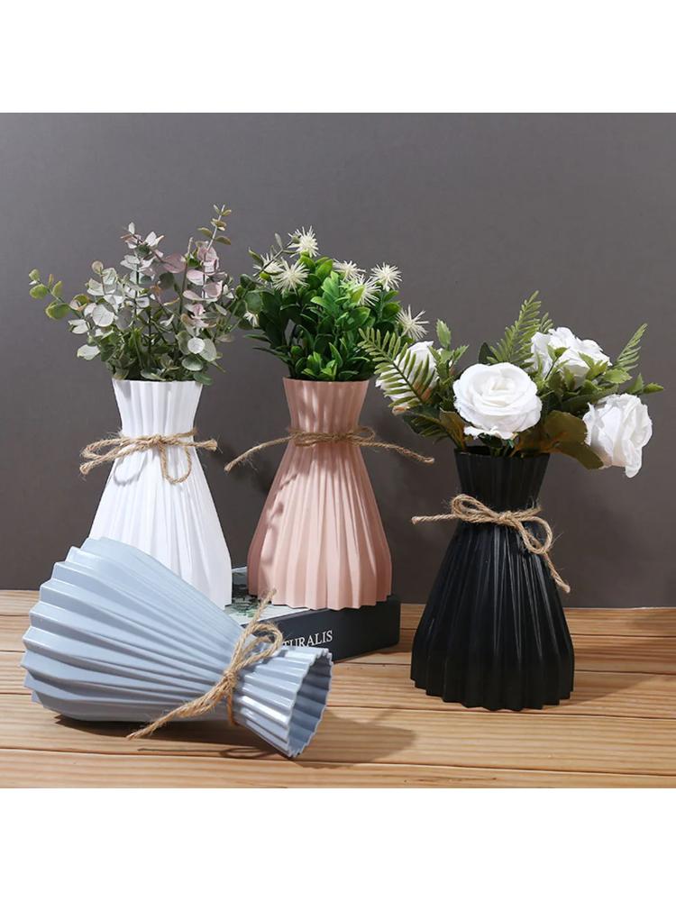 Creative Origami Vase European Pleated Vase Plastic Waist Folding Flower Vase Folding Paper Style Dry Flower Bottle Modern
