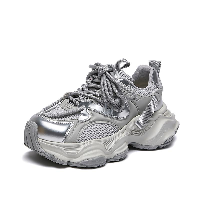Silver dad shoes women's spring new retro fried street thick-soled versatile lightweight casual mesh sneakers