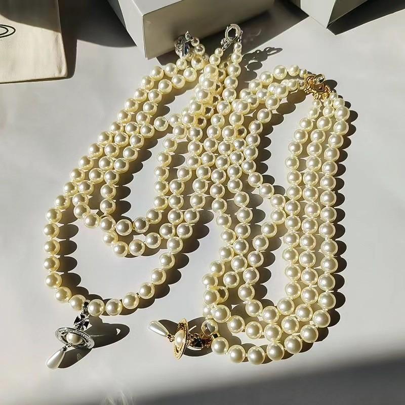 Saturn Pearl Necklace For Women Handmade Multilayer Pendant Elegant Jewelry Gift For Women