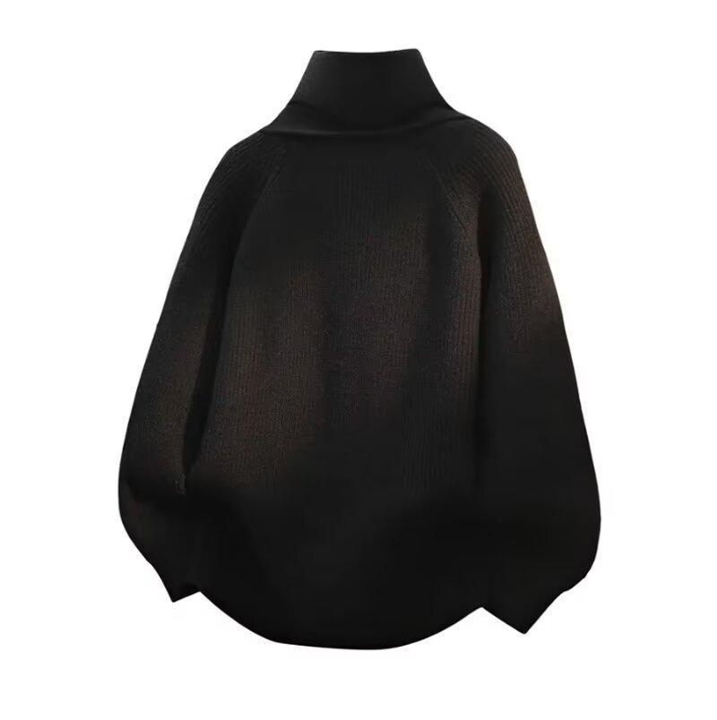 Autumn and Winter Ins Lazy Style Thick Scarf Sweater Men's Korean Version Trendy Loose Solid Color Base Knit Sweater