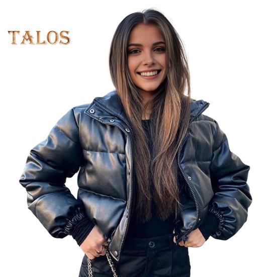 Winter Women Jacket Thickened Padded Stand Collar Neck Protection Windproof Heat Retention Solid Color Zip-up Long Sleeves Down Coat