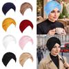 New Vintage Hijab Caps Wrap Style Elastic Islamic Headband Soft Polyester Breathable Twist Knot Turban Hat Women Headwear