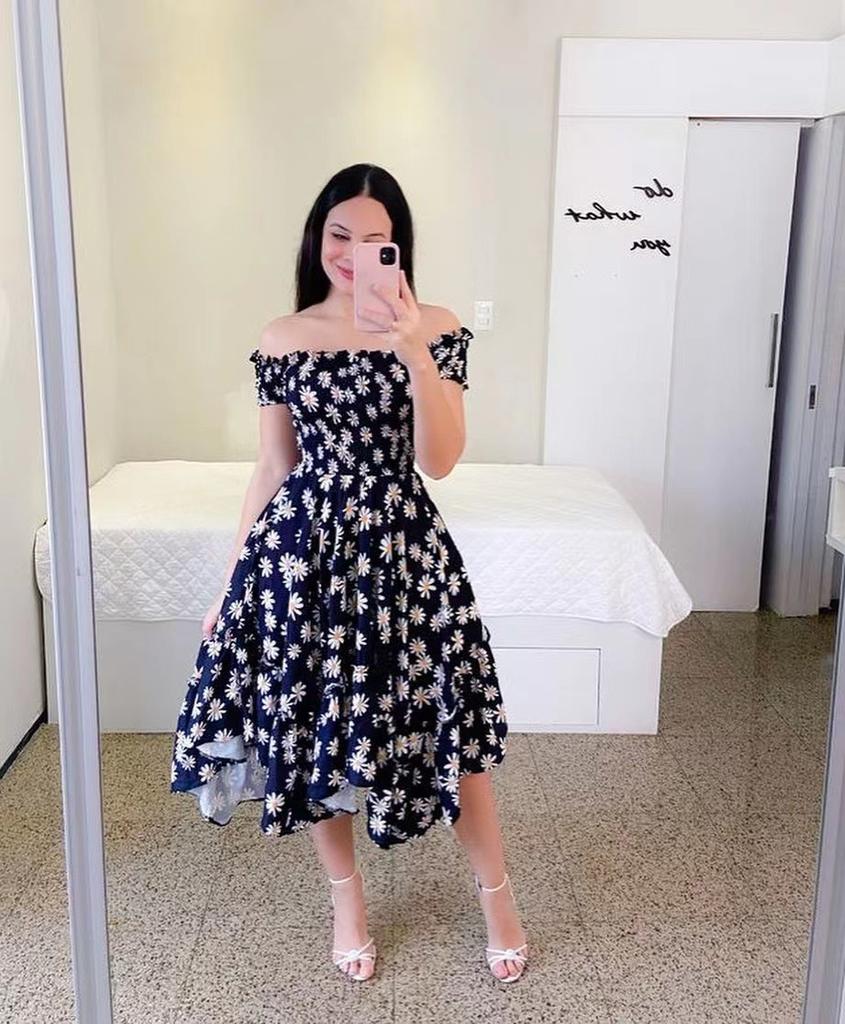 2026 European and American cross-border Amazon ebay dress one-word shoulder irregular off-the-shoulder digital printing medium and long dress