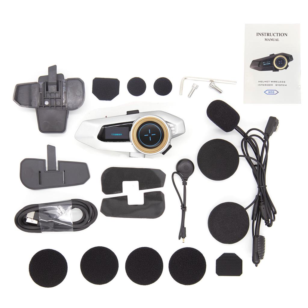 Hysnox H10 Motorcycle Helmet Intercom 10-Person Group Intercom Up To 2000M CVC Noise Reduction