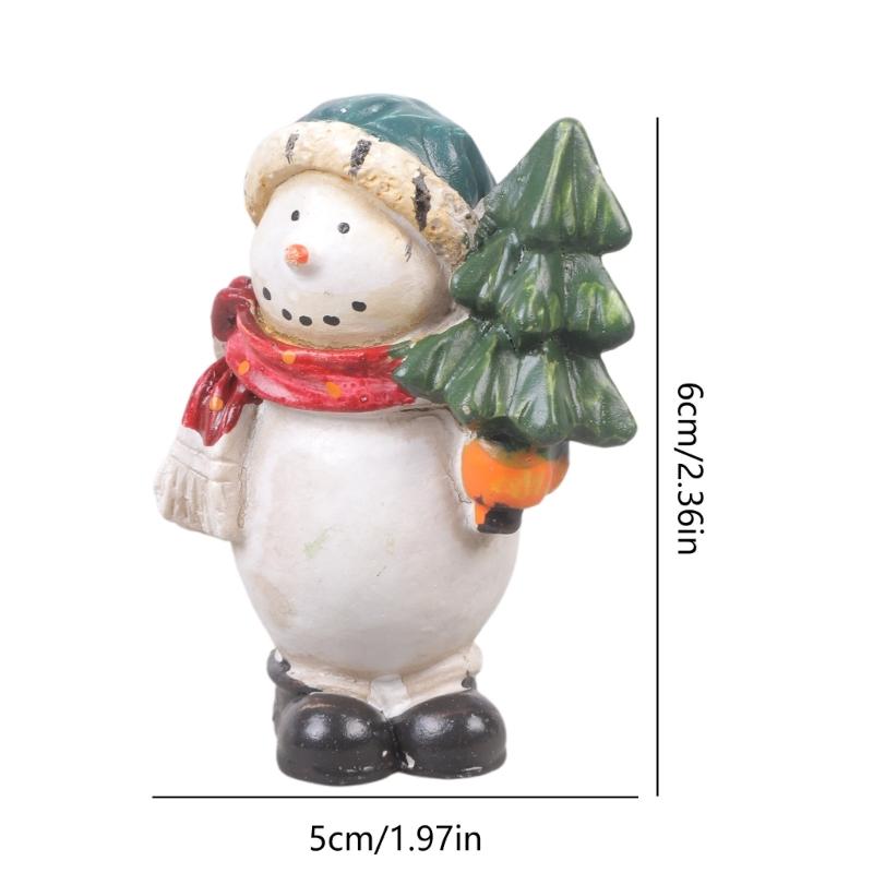 Christmas Resin Figurine Snowman Santa Statue Ornament for  Living Space Table Decoration Resin Craft Present