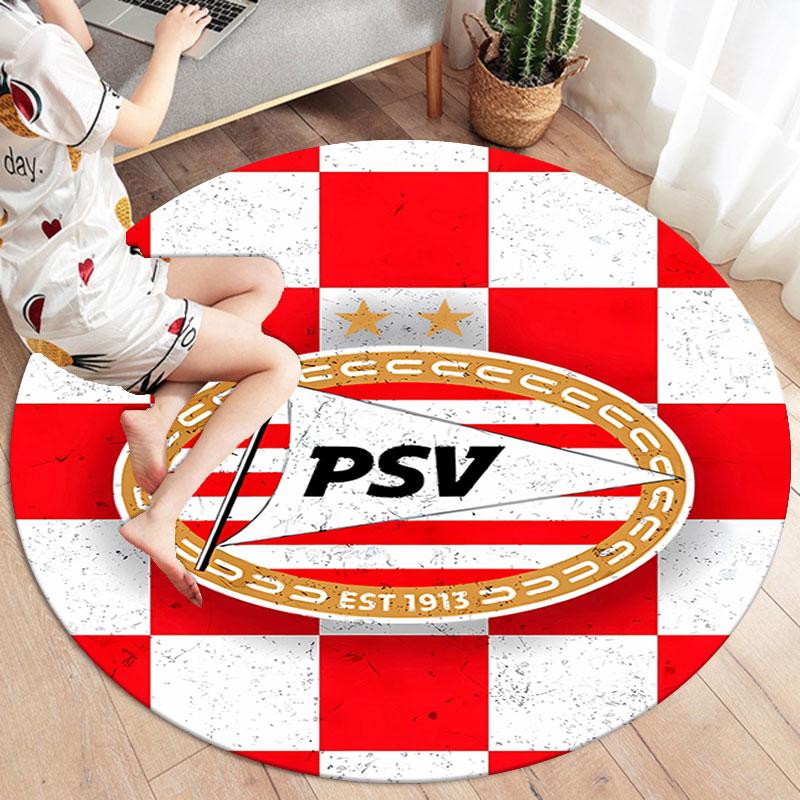 PSV Eindhoven Round Area Rug,Carpet Rug for Living Room Bedroom Sofa Playroom Decor,Non-slip Floor Mat