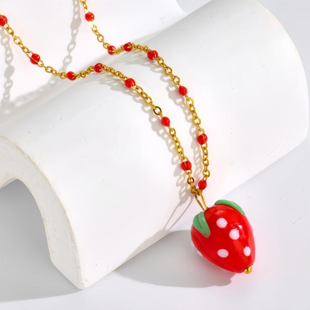 Color Dopamine Fruit Series Pendant Necklace Summer Niche Simple Versatile Do Not Fade