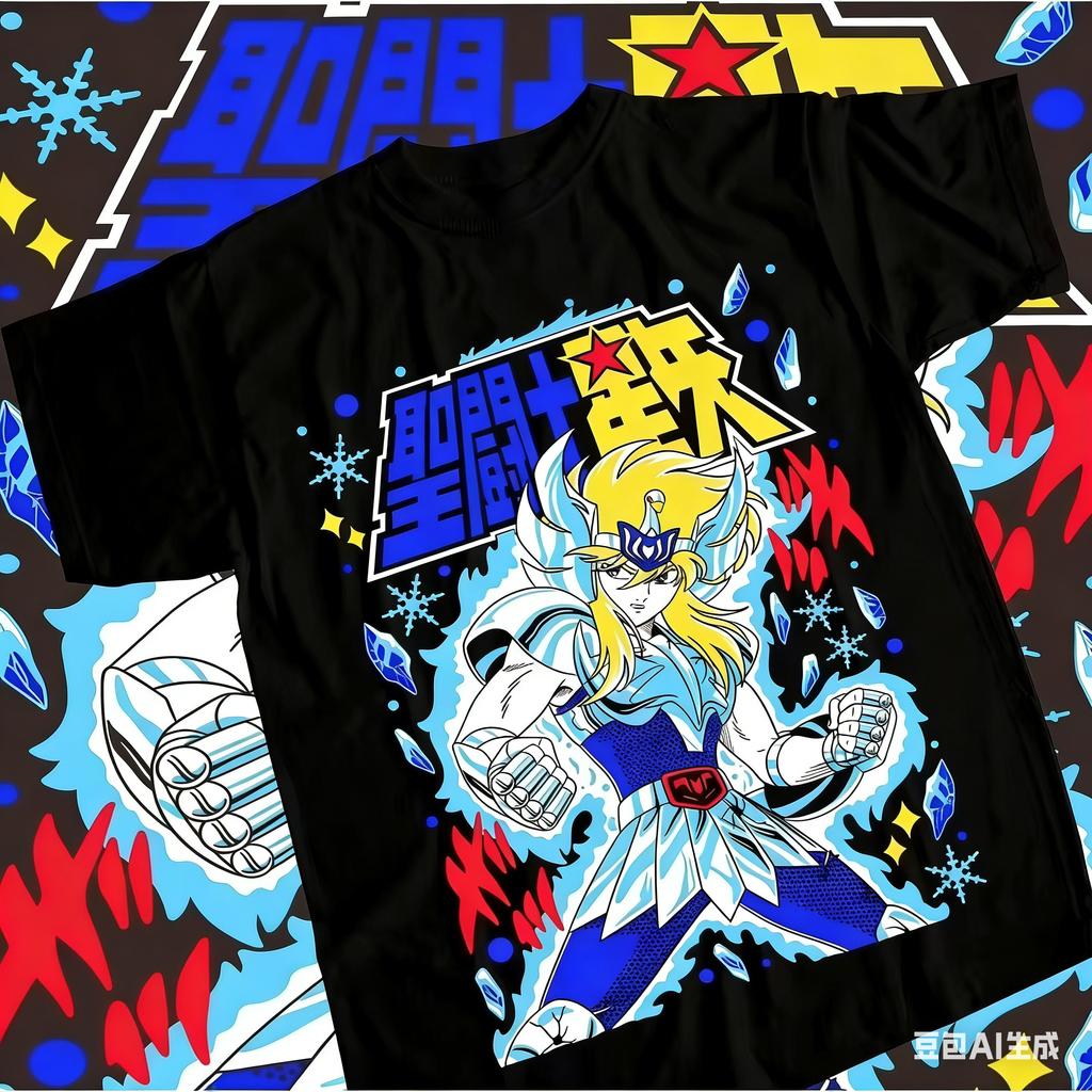 Summer Saint Seiya Dragon Shiryu Twelve Zodiac Knight Anime Mens Tshirt Soft Tshirt Super Large Clothing Y2k Top Men