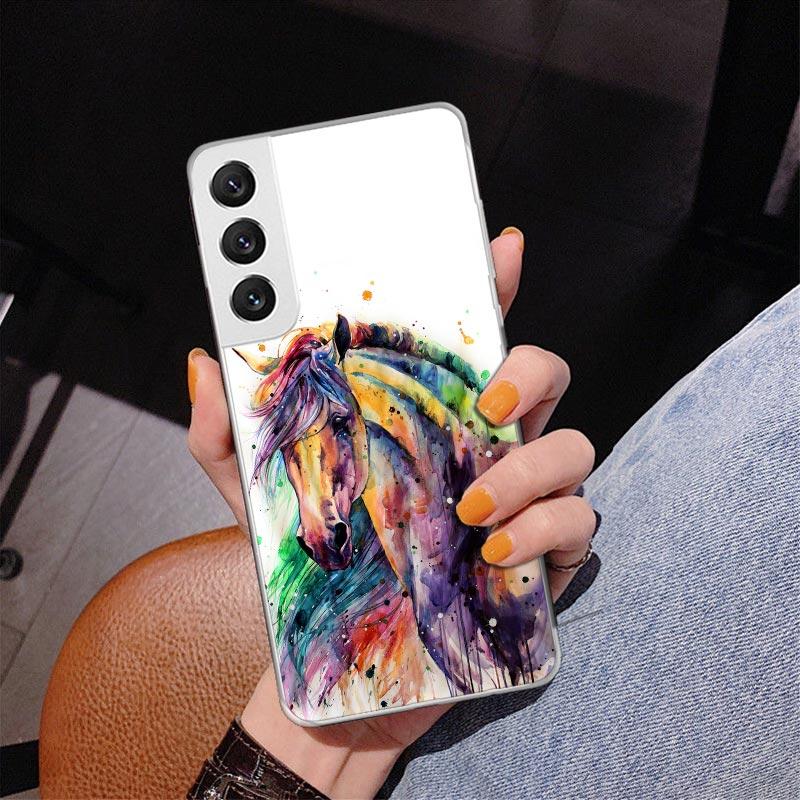 Animal Oil Painting Horse Phone Case For Samsung Galaxy S24 S25 Edge S26 Ultra S23 S22 S21 Plus S20 FE + Personalized Print Cove