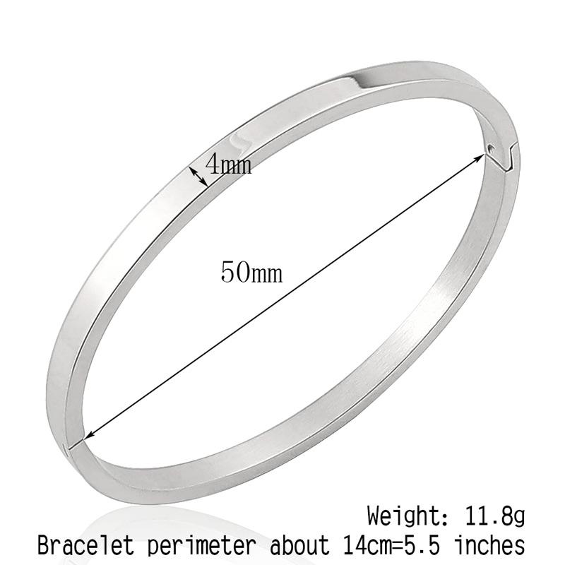 Fashion Stainless Steel Jewelry Oval Bangle for Woman Child Charm Bracelet Party Love Wedding Gift