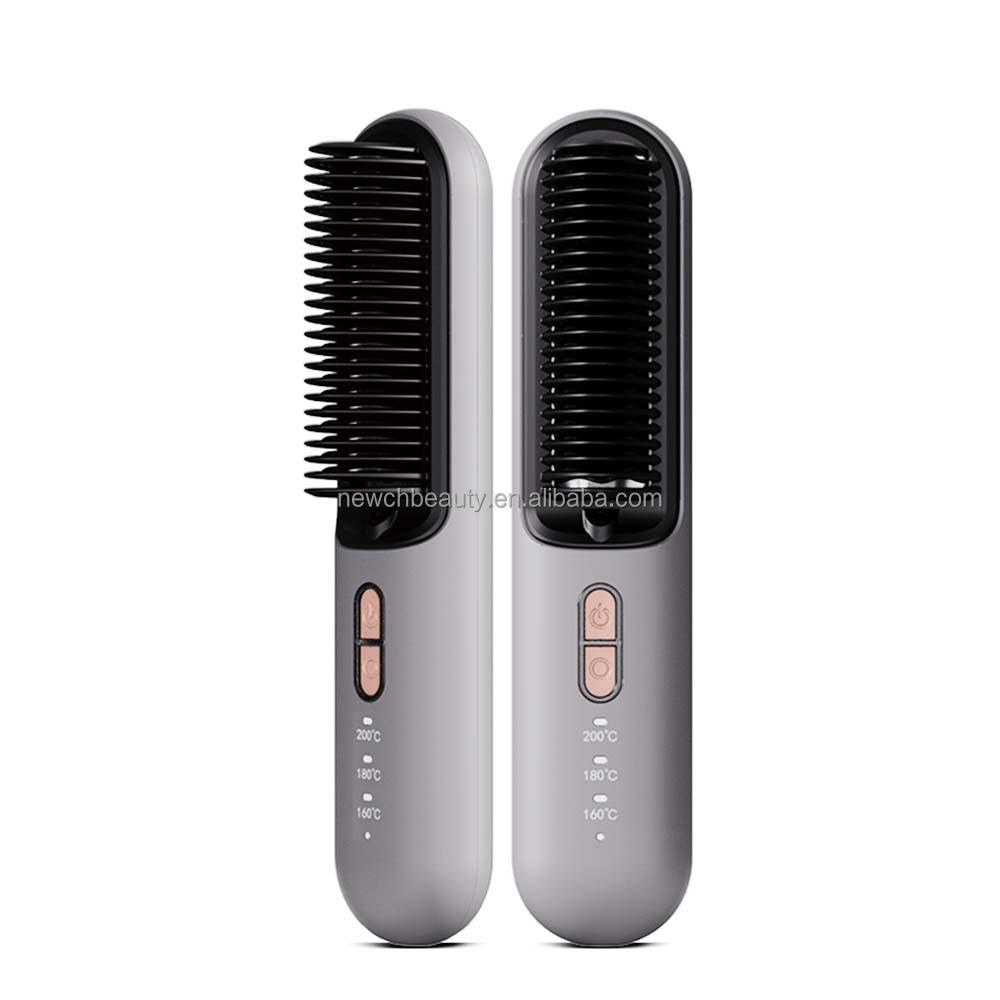 Wireless Hair Straightener Electric Hot Comb 2 in 1 Negative Ion Hair Straightener Brush Straightening Cordless Hairbrush 5v/7.4v
