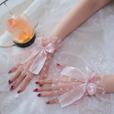 1 Paio Nail Art Tulle Foto Fiocco Guanto Polsino Plissettato Finto Oggetti di Scena per Fotografia Manicure Espositore Punte per Unghie Manica Accessori Moda
