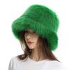 1PC Bucket Hat for Women Thick Plush Winter Faux Fur Fashion Fisherman Cap Furry Luxury