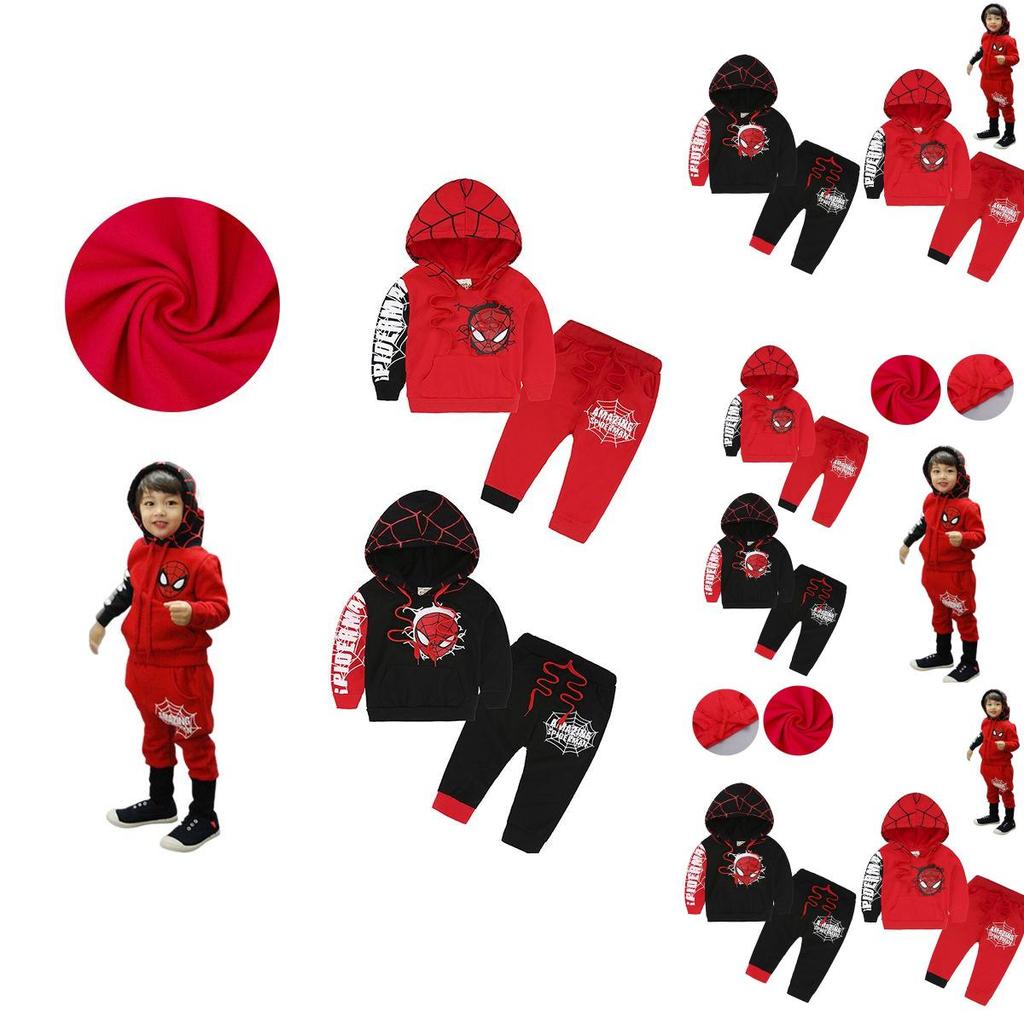 Stylish Kids Spiderman Long Sleeve Tracksuit Hooded Clothes Outfits
