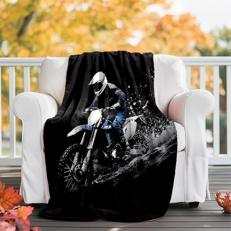 Coperta a Tema Stampata con Motivi di Moto da Fuoristrada - Perfetta per Divano, Letto, Viaggi e Uso Esterno | Lavabile in Lavatrice, Accogliente e Resistente.