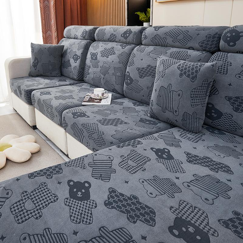 Plush Sofa Cover Sofa Cushion Pad Slipcover Seat Cover Elasticized Used For L Shape Chaselong Sofa Keep Warm Washable