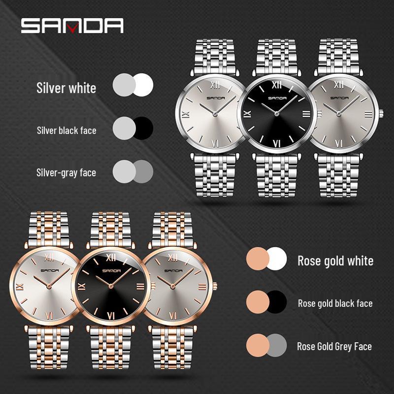 Sanda Waterproof Quartz Watches: Fashionable Unisex Casual and Commuting Couple's Wristwatches