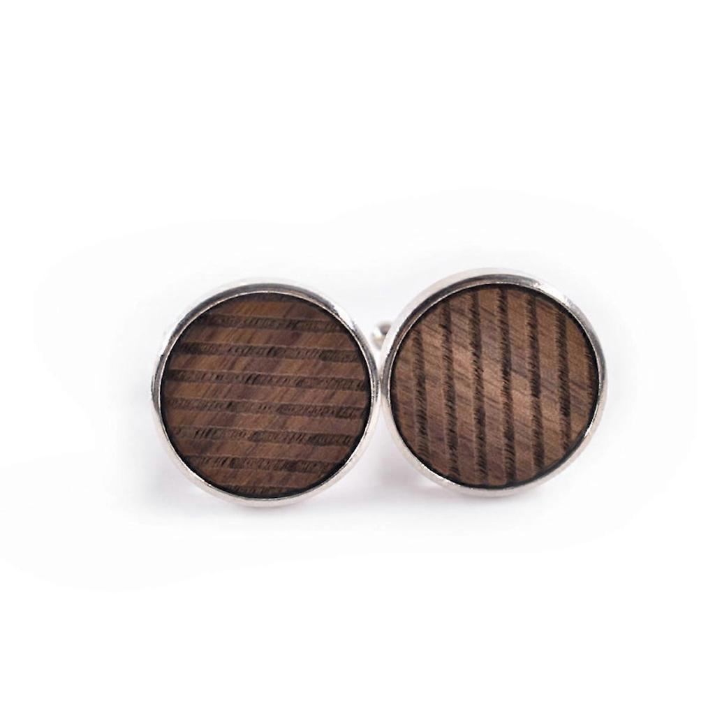 1 Pair Wooden Strips Cufflinks Man's Shirt Studs for Wedding Business Suit Round Shape