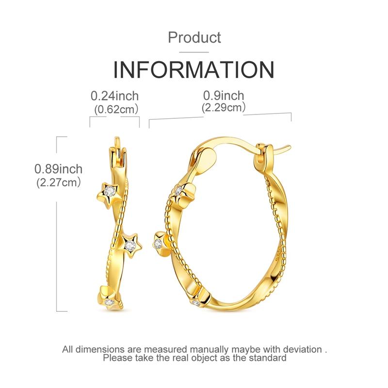 Gold Serie Hoop Earrings 925 Silver Sparkling Irregular Shape Feather Star Earrings Stud for Woman Girl Jewelry Gift