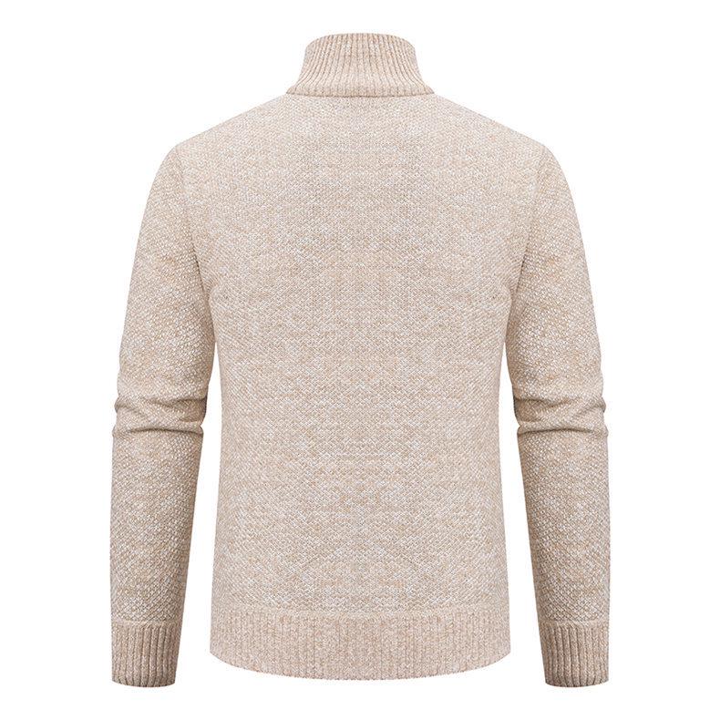 Herren-Strickjacke mit Stehkragen, Reißverschluss und Samtstrick für Herbst/Winter