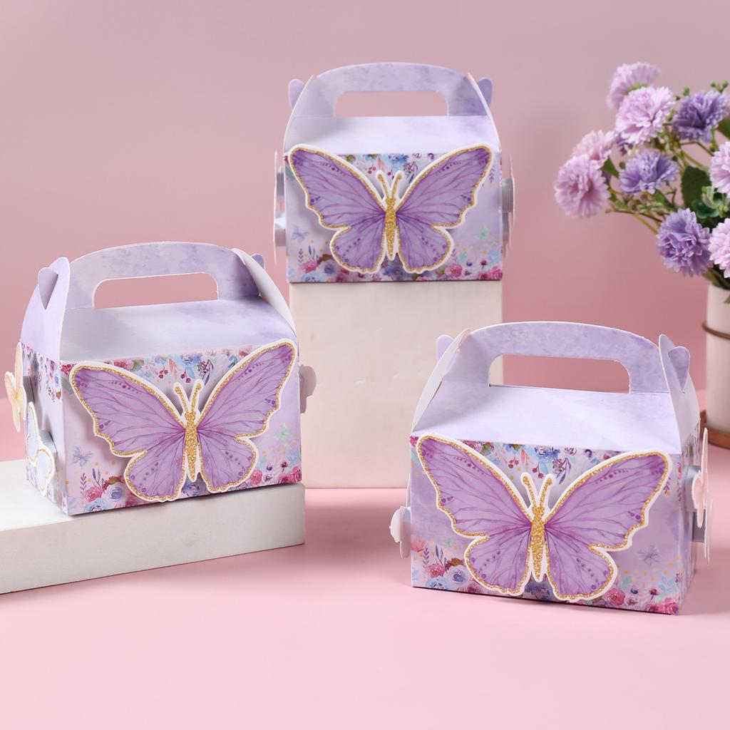 Butterfly Party Suitcase Candy Gifts Bags Biscuit Packing Bag Happy Birthday Party Decor Kids Baby Shower Girl ButterflySupplies