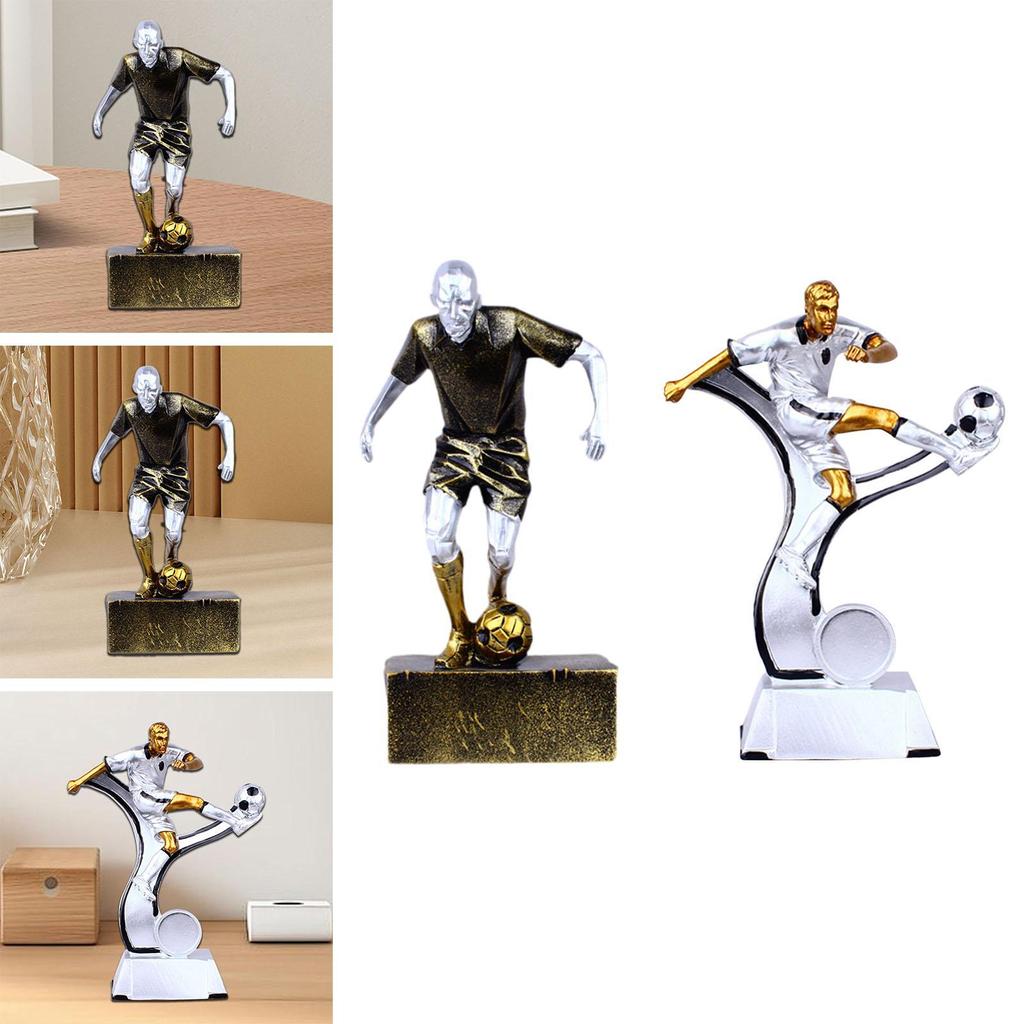 Soccer Player Sculpture Athlete Statue Sturdy Wear Resistant Creative Delicate Desktop Ornament Home Decor for Living Room