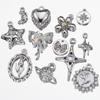 2pcs Rhinestone Chrams Silver Color Crystal Beads Pendants Y2K Style Jewelry Making Accessories Charms for DIY Necklace Bracelet