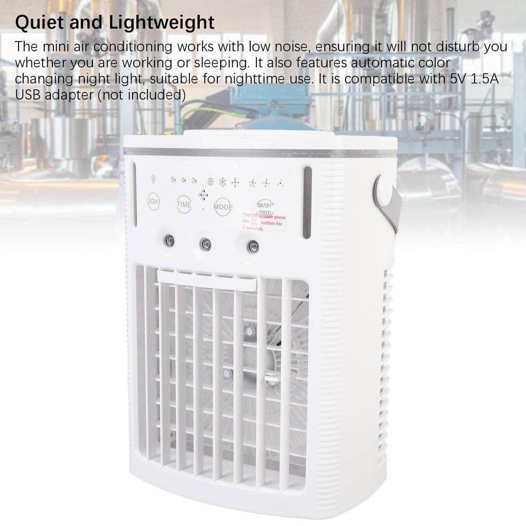 Mini Air Conditioning Portable Cooling Fan 1L Water Tank Mist Humidifier with 7 Color Lights for