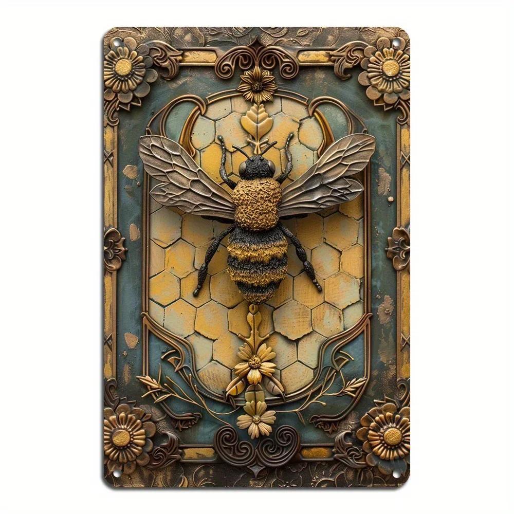 

1 pc Aluminum Tin Sign Bee Wall Decor Garage Home Bar Retro Metal Ornament 30