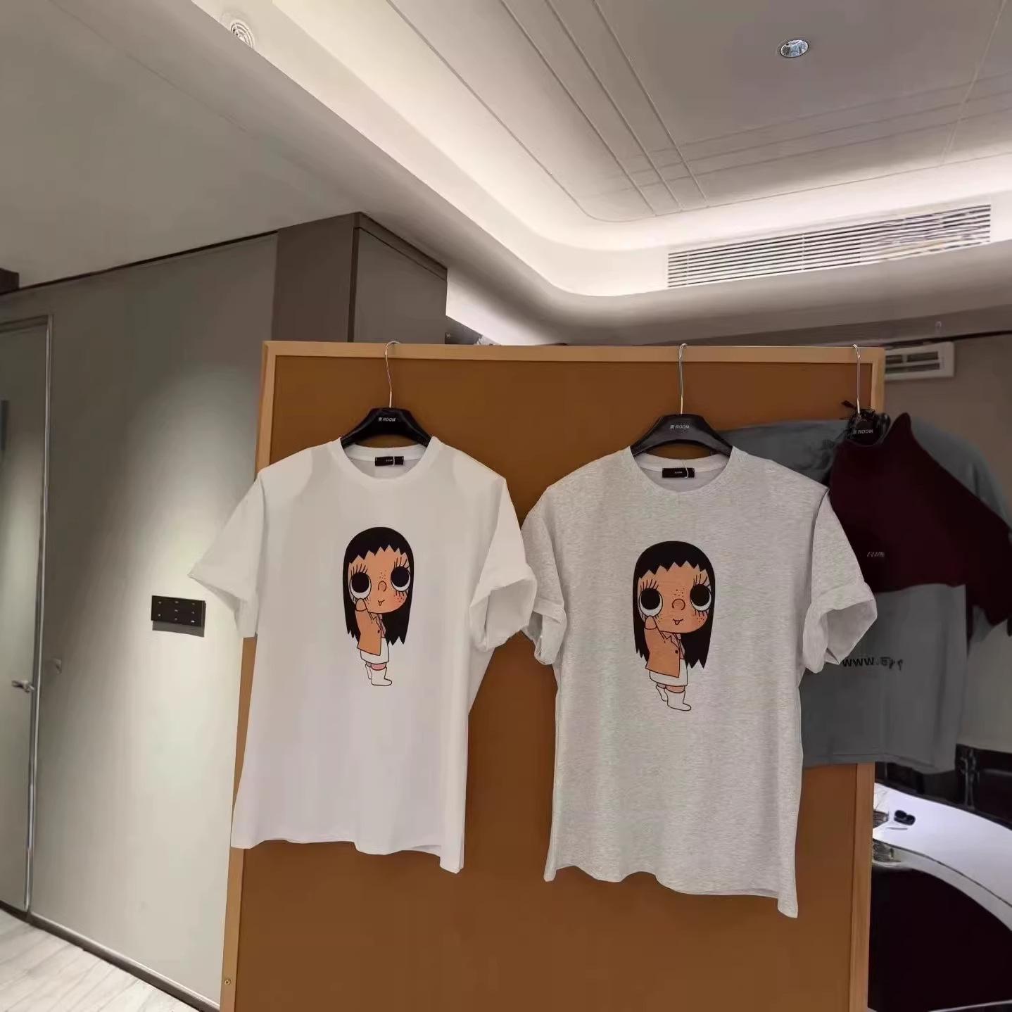 

Plus Size Korean Cartoon Girl Cotton T-shirt - Short Sleeve, Summer, Loose Fit 2XL
