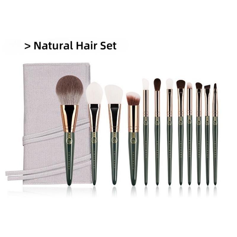 CHICHODO Oliva Green Set di pennelli per il trucco, set di pennelli cosmetici di lusso in setole sintetiche morbide