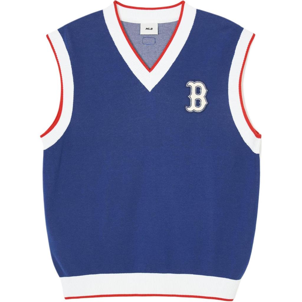 MLB SS24 Boston Red Sox Logo V-Ausschnitt Pullover Weste Unisex Westen Königsblau 3AKPV0341-43RBS
