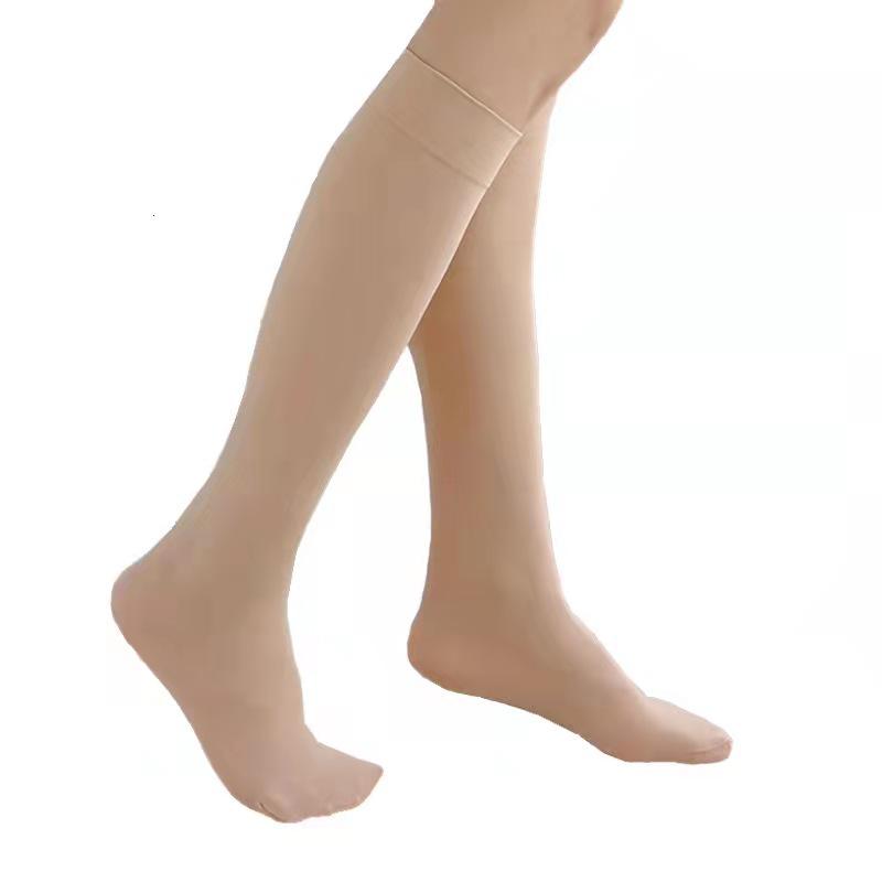 Women's Medium-Thick Velvet Knee-High Socks, Trendy Flesh-Colored Stockings for Spring and Autumn.