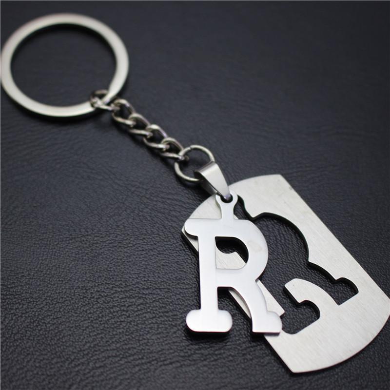 2022 DIY A-Z Letters Key Chain For Name Silver Color Steel Keychain Women Men Car Key Ring Simple Key Holder Party Gift
