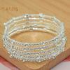 Adjustable Opening Alloy Bracelet Shiny Rhinestones Multi Layer Design Bangle Wristband Wrist Jewelry