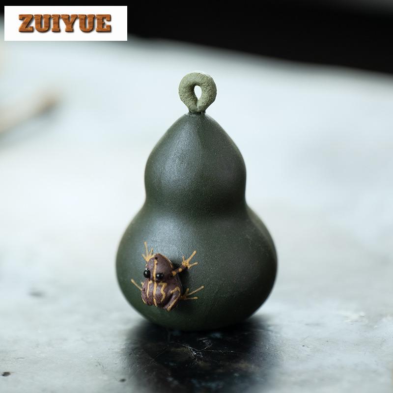 Yixing Zisha Water Spraying Frog Gourd Tea Pet Vintage Tea Sculpture Tea Figurine Play Toys Tea Statue Ornaments Supplies Craft
