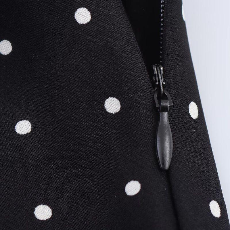 Kaslead New Arrival Women's Clothing Fashion Style Silm Polka Dot Hanging Collar Dress 3321567