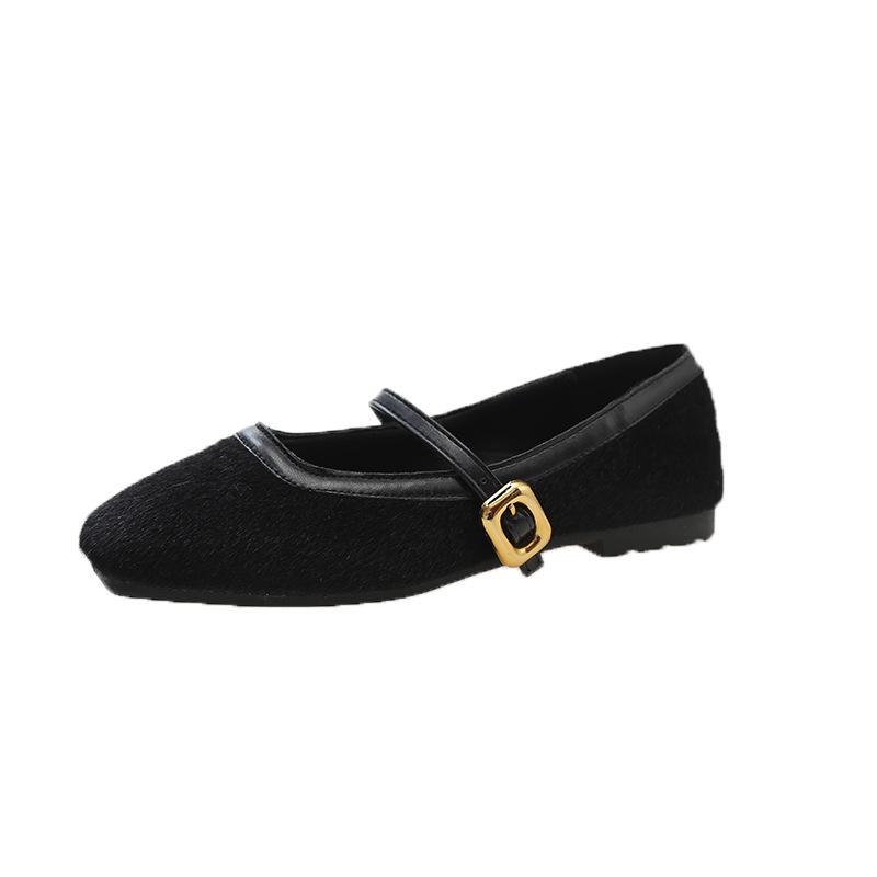Spring 2025 Women's Flat Suede Mary Jane Moccasins with Soft Sole