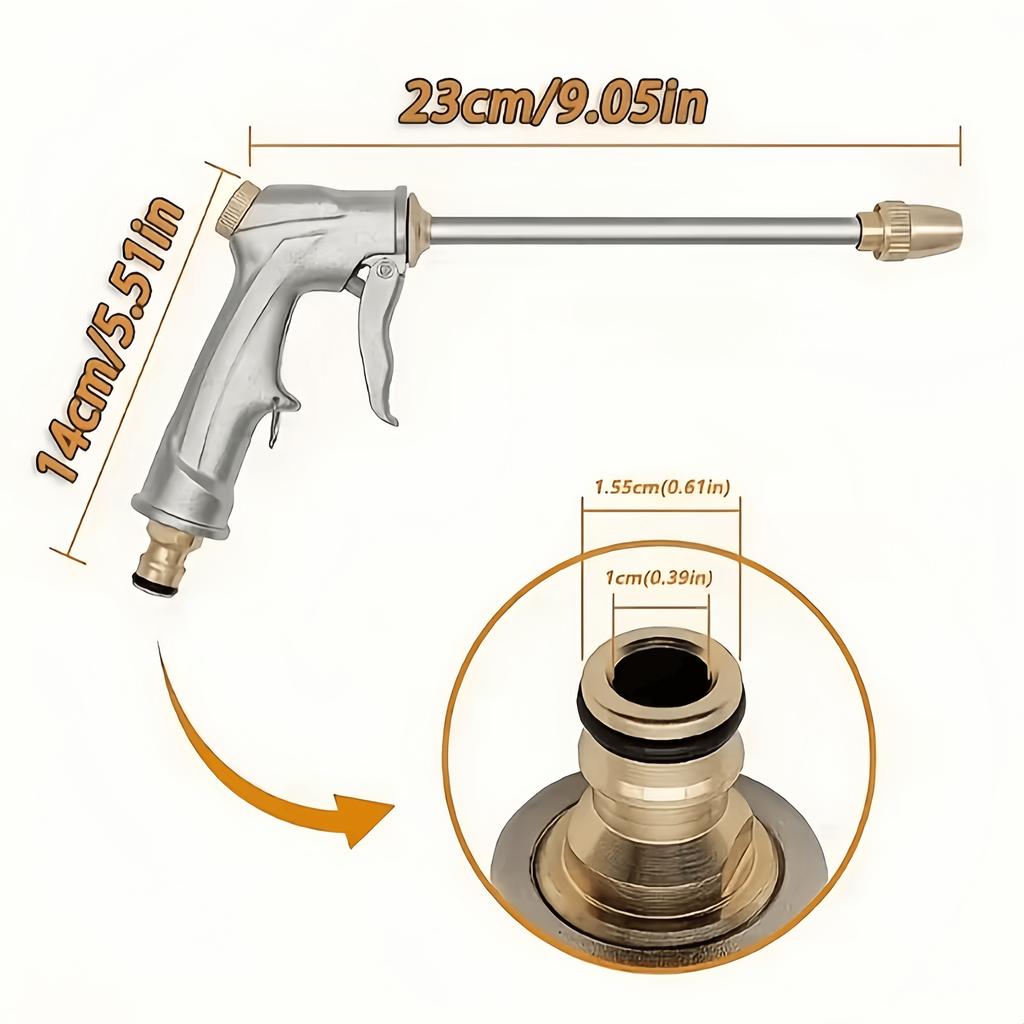 Alloy Plated High Pressure Washer Gun Durable Metal Water Sprayer for Car Washing & Garden Watering