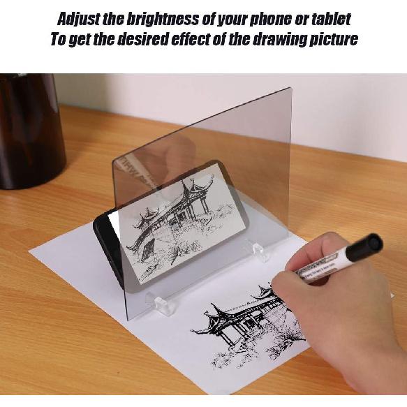 Sketch Wizard Optical Drawing Board,LED Light Stencil Board Tracing Drawing Board Sketch Mirror Reflection Phone Dimming,Waterproof Drawing Board