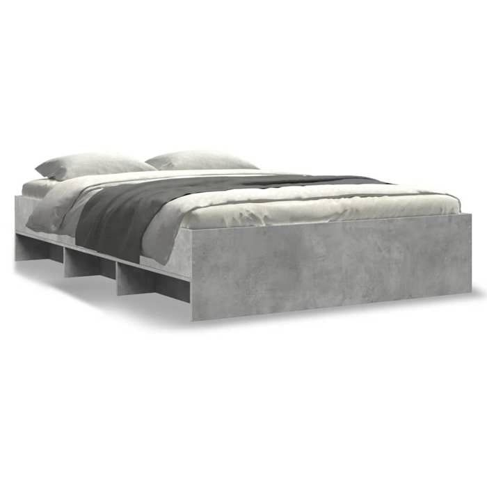 VidaXL Cadre de lit gris béton 140x200 cm bois d'ingénierie, meuble de chambre à coucher, lit double, sommier, lit, cadre de 3295656