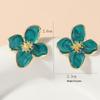 Eco-Friendly Alloy Retro French Four-Petal Flower Stud Earrings - Exquisite High-End Jewelry