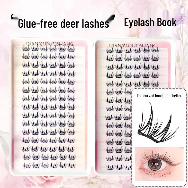 

Glue-Free Natural Manga Eyelashes: Little Deer Lash Book with 30 Rows for Daily Wear, Beginner-Friendly. 9-13 mm